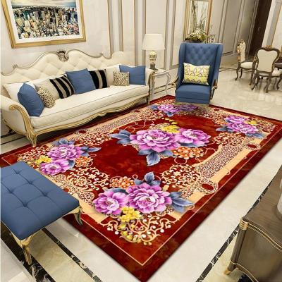 China Hot Selling 3d Washable Printed Velvet Crystal Classic Hotel Living Room Decorations European Persian Carpets For Home And Office for sale