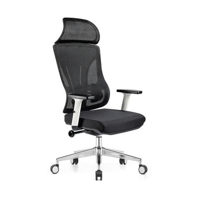 China Adjustable Modern Black White Leather Mesh Computer Executive Swivel (Height) Office Chair Ergonomic Office Chair with Headrest for Adults for sale