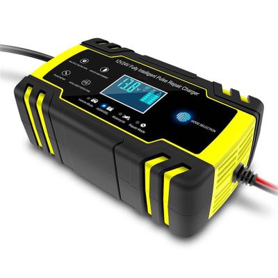 China Tool 12V 8A 24V 4A Smart Pulse Repair Charger Car Motorcycle Electric Fast Charging Smart Battery Charger With LCD Display for sale