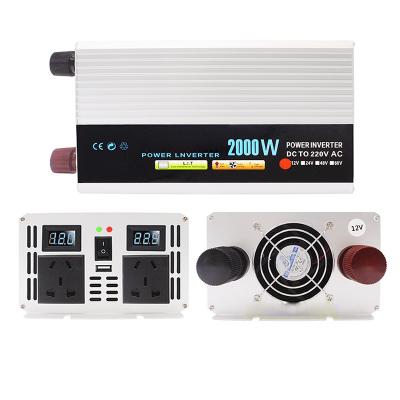 China Aluminum Alloy Shell High Efficiency Sine Wave Inverter 2000W Pure DC 12V To AC 220V Inverter Off Grid Solar Power Inverter for sale