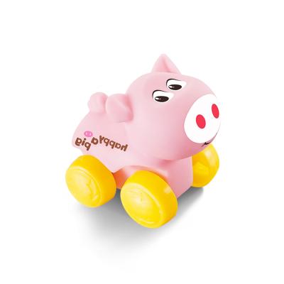 China Soft Rubber Car Toy Cartoon Animal Baby Play Set Environmentally PVC Inertia Material Soft Rubber Friction Pull Back Slide Car Toys for sale