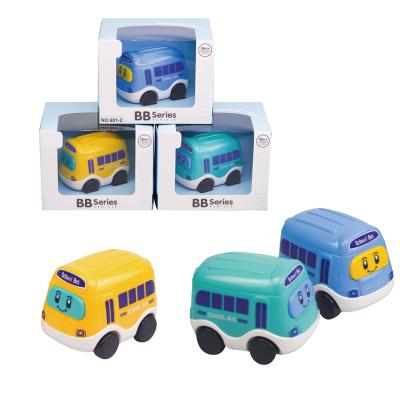 China Mini Cartoon Series School Bus Model BB Pulling Friction Car for Cute Plastic Friction Toy Cars Baby Play Game Small for sale