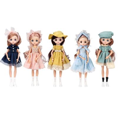 China Movable 26cm Beautiful Clothes 1/6 12 Inch Bjd Doll Blue 3D Eyes Eyelashes Dress Up Toys For Girls Fashion Gift for sale