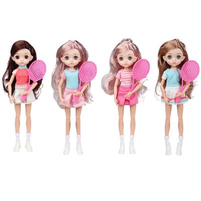 China Cartoon Toy 1/6 26cm Bjd Beach Tennis Dress Kids Dolls Girls Children's Toys Clothes Edge Eyelashes for sale