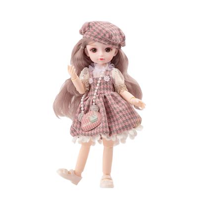 China Cartoon Toy Bjd Doll 10 Inch 26cm Ball Dress Up Eyes Big Long Beret Hat Accessories Cute Wig No Color Box DIY Toys Gifts For Girl for sale