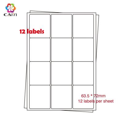 China Compatible Laser / Inkjet Sticker Sheet In Size 12 Labels A4 By A4 Label For Laser / Inkjet Printer for sale