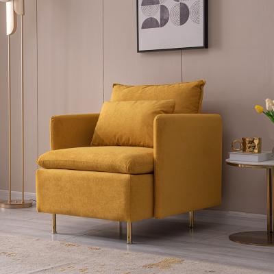 China (Others) Foshan 1P Adjustable Seating Capacity Sofas For Living Room Cotton Sofa Single Cushion Seat Modern Sofa Yellow Canvas Material For Attic Hote for sale