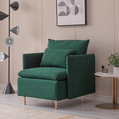 China Adjustable Green Cotton Sling Sofas (Others) For Modern Home Furniture Living Room Metal Legs One Seat Sofa Living Room Sofas Wholesale for sale