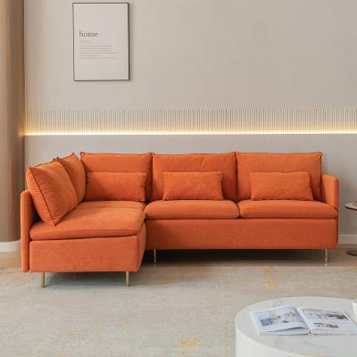 China Sofa Set New L Shaped Living Room Sofas (Others) Seating Capacity 5P Large Adjustable Cotton Sofas Wholesale Soft Orange Canvas Furniture For Attic for sale