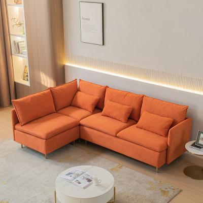 China Sofa Set New L Shaped Living Room Sofas (Others) Seating Capacity 5P Large Adjustable Cotton Sofas Wholesale Soft Orange Canvas Furniture For Attic for sale