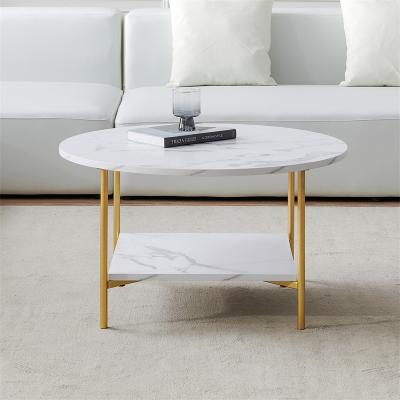 China High Quality Concise 2-Tier End Table Metal Frame MDF Top Coffee Table With Shelf Office Building Wholesale Coffee Table for sale