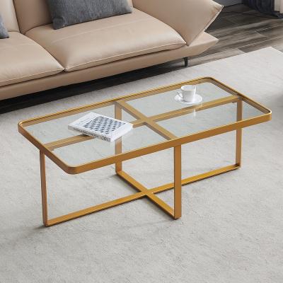 China New Design Durable Hot Sale Luxury Gold Metal Oak Side Table Cafe Place Furniture Single Living Room Single Table Glass Top Set for sale