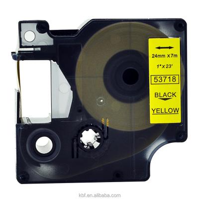 China COMPATIBLE 24mm dymo d1 label cassettes 53718 black on yellow tape compatible for dymo label manager for sale