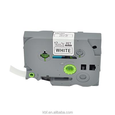 China COMPATIBLE hot selling 12mm black on white label ribbon cartridge tz-231 for brother P contact printer for sale