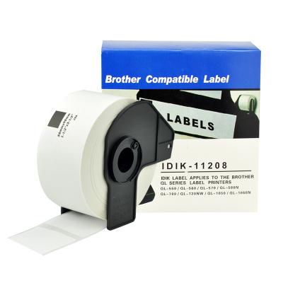 China DK11208 heat sensitive 38mm black on white self adhesive heat sensitive paper label roll DK-11208 for broter QL-500 QL-650TD printer for sale