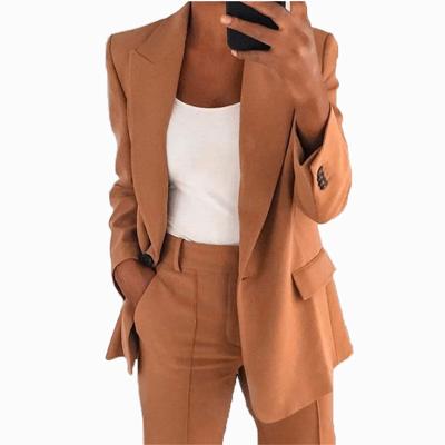 China Ladies office blazer two-piece anti-pilling pants sets women's outfits office blazer suit custom 2 piece set for sale