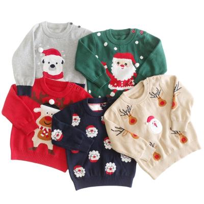 China Christmas Sale Custom 100% Winter Breathable Warm Cotton Baby Kids Girl Boy Jacquard Knitted Pullover Sweater for sale