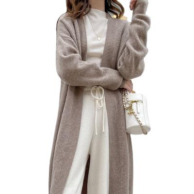 China Anti-wrinkle Korean Midi Cardigan Batwing Knitted Loose Sleeve Pockets Long Sweaters Open Front Cardigans Custom Autumn Winter For Women for sale