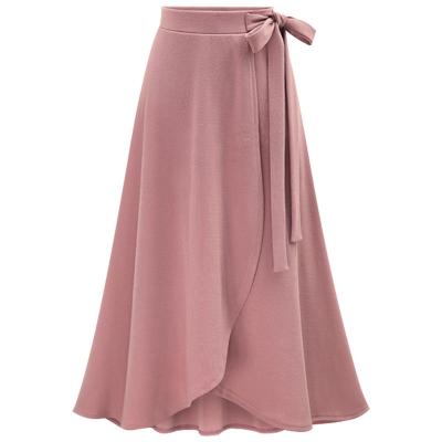 China Anti-Static Custom Vintage Split Long Plus Size Casual High Waisted Skirt Bowtie Summer Slim Casual Asymmetric Skirt For Women for sale