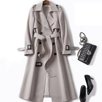 China Breathable Custom Classic Windproof Coat Women's Long Ditch Belt Jackets Long Ditch Coat Winter Clothes For Women for sale