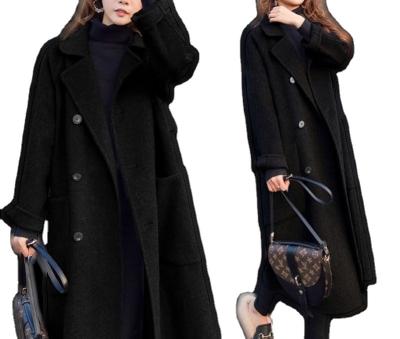 China New High Quality Chinese Popular Women's Design Winter Woolen Twill Breathable Long Coat Woolen Design Standard Wadding for sale