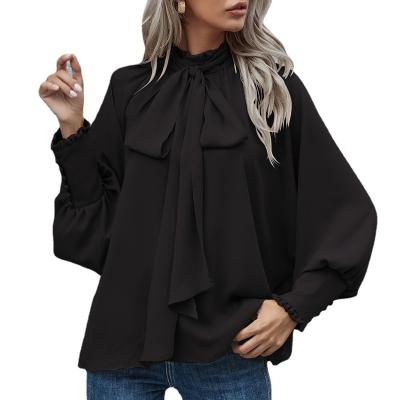 China Anti-pilling Long Sleeves Ladies Ladies Tops Custom Made Oversized Elegant Blouses 2022 Women Clothing Fashion Loose Chiffon Blouse for sale