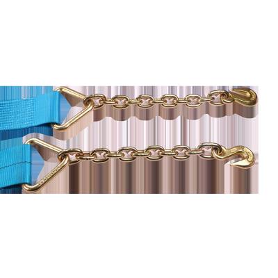 China Cargo Safety 5400lbs Polyester Lashing Belt Link Down Ratchet With Chain Extension Ratchet Buckle Cargo Lashing Belts for sale