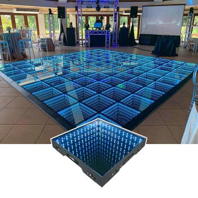 China Party and Wedding Event Infinity Mirror Party Stage Light Dancing Outdoor Magnetic Led Floor Tiles Wedding 3d Dance Floor for sale