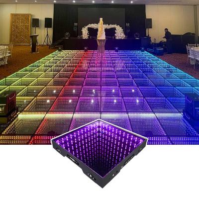 China Outdoor led infinity 3d disco dj dance floor panels party and wedding event pista de mirror acrylic floor baile for sale