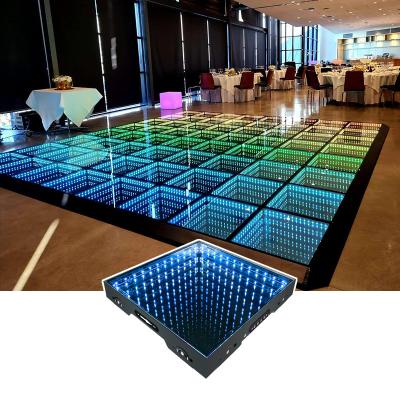 China 2022 party and wedding event led dance floor dj lighting up waterproof 3d infinity dance floor tiles carpet rental prices for sale