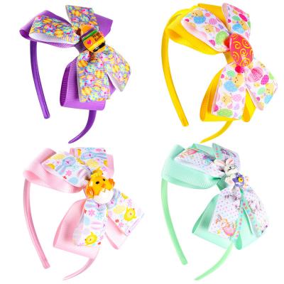 China Bow Headbands Easter Party Egg Ribbon Headbands Hair Bow Headbands For Girls for sale