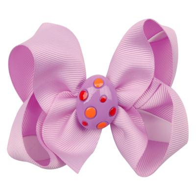 China Hair Claw Clips 4.5inch Easter Egg Decoration Ribbon Hair Bow Clips For Girls for sale