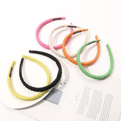 China Hair Decoration 2022 Spring Summer Grid Headbands Cloth Cover Candy Solid Color Headbands For Women Girls for sale