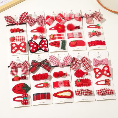 China Hair Decoration 4pcs Set Red Christmas Hair Clips Accessories For Girls for sale