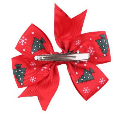 China Trendy Boutique Christmas Hair Bows Grosgrain Ribbon Accessories For Baby Girls Toddlers Kids 6 Color for sale