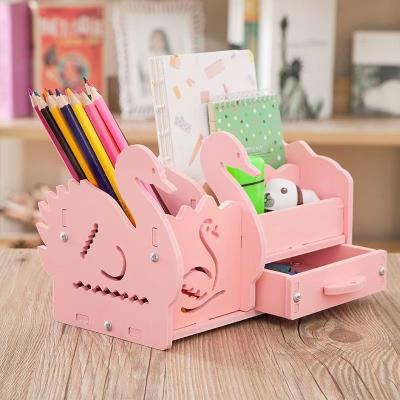 China Desktop Stationery Desk Organizer Hot Selling Wooden Plastic Board Pen Holder Storage Box Display Holder (Foam PVC Board) for sale