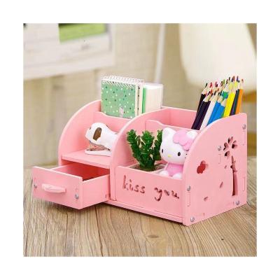 China Showing Goods Pink Student Organizer Swan Cartoon Storage Box Multifunctional Storage Box for sale