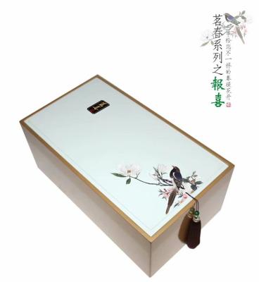 China 2020 Disposable New Design Chinese Style Fashion Customized Large Wooden Box Storage Box Lacquered Wooden Case With Double Porcelain Pot for sale