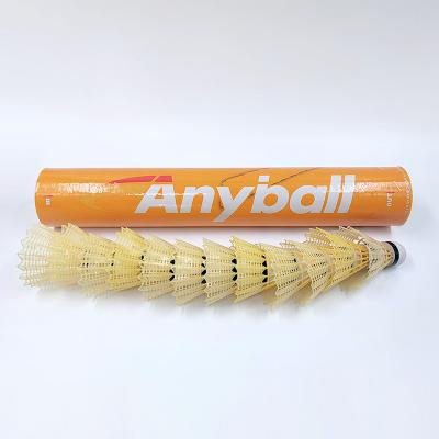 China EVA Fiber Cork Badminton Plastic Shuttlecock 12 Pack Yellow White Color for sale