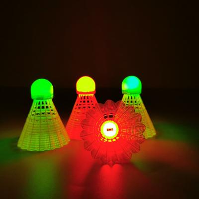 China Bright Rainbow Flashing LED Badminton Shuttlecock Nylon Leaf for sale