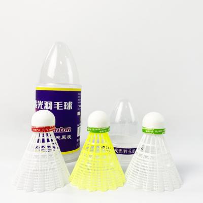 China Lighting Nylon LED Badminton Shuttlecock 4pcs Package White Foamed Cork Nylon Leaf for sale