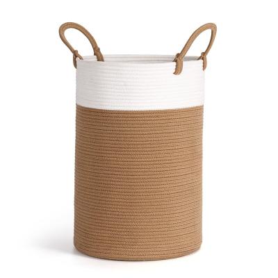 China Durable Dirty Basket Clothes Laundry Ha Laundry Storage Cotton Rope Woven Gray Laundry Basket. for sale