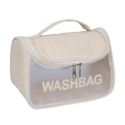 China Multiple Pockets Clear Toiletry PVC Waterproof Makeup Bag Letters For Initial Cosmetic Bag Wash Bag for sale