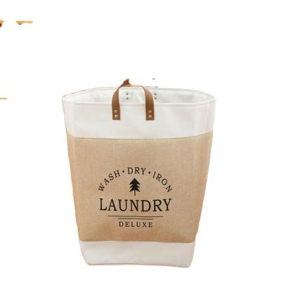 China Sustainable Cotton Rope Laundry Basket Woven Laundry Storage Basket Cover Basket For Living Room for sale