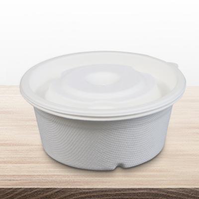 China Bagasse Biodegradable Biodegradable Compostable Salad Packaging 200ML Disposable Paper Bowl With Lid for sale