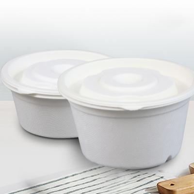 China Sustainable Bagasse Packaging Disposable Biodegradable Compostable Paper Soup Bowl With Lid for sale