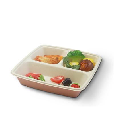 China Natural Biodegradable Biodegradable Sugar Cane Bagasse Pulp Dish Bowl Disposable Hamburger Box for sale