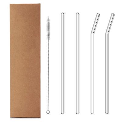 China Viable Viable Set of 4 Reusable 8mm Glass Straws for Hot or Cold Drinks Hummingbird Glass Straws for sale