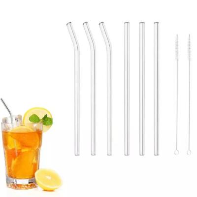 China 6PCS Eco-Friendly Sustainable SET Reusable Glass Drinking Straws With Box Cocktail Straws for sale