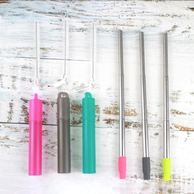 China Svin Sustainable Portable Reusable Stainless Steel Folding Telescopic Drinking Straws for sale